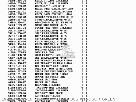 1998 ZX600-E6     24 KMM.LUMINOUS WINDSOR GREEN - ZX600E4 NINJA ZX6 1996 USA CALIFORNIA CANADA