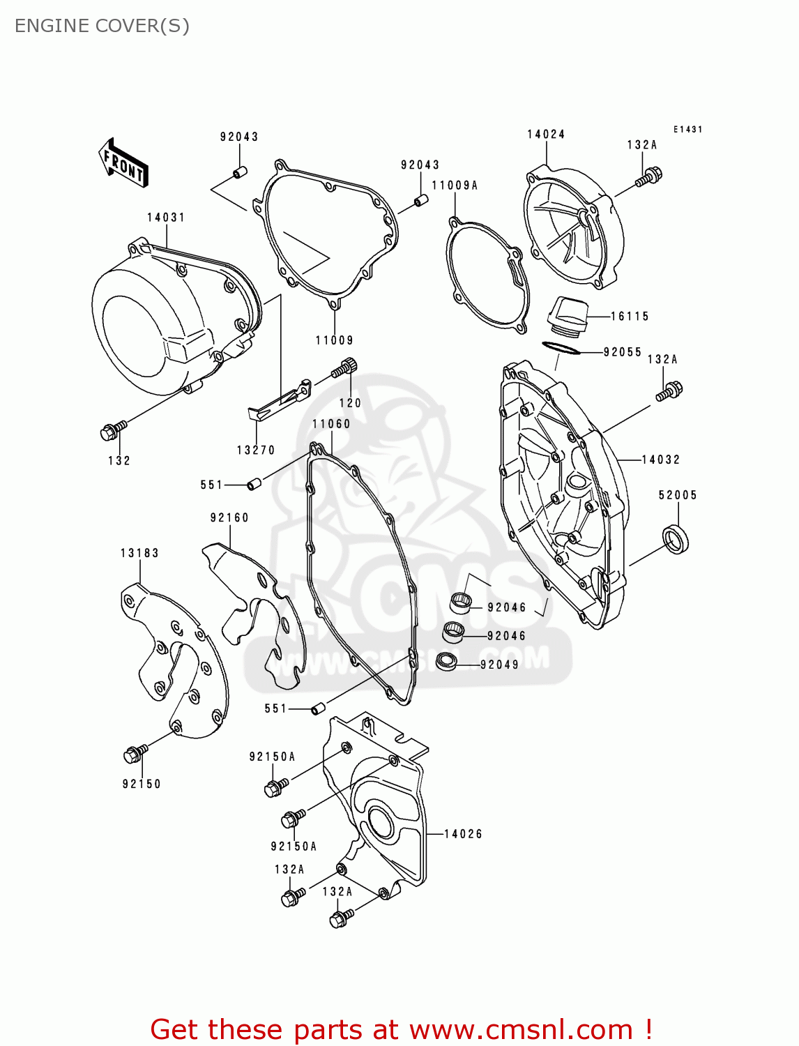ENGINE COVER(S) ZX600E4 ZZR600 1996 EUROPE UK FR NL FG SP