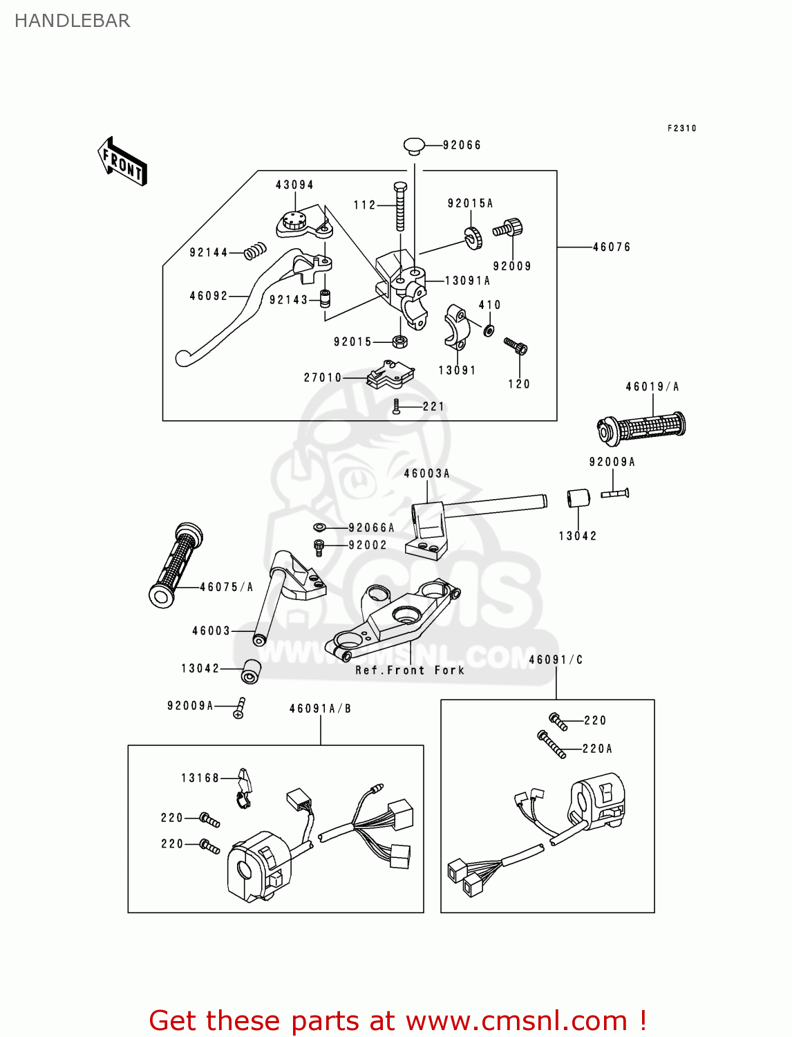 HANDLEBAR ZX600E4 ZZR600 1996 EUROPE UK FR NL FG SP
