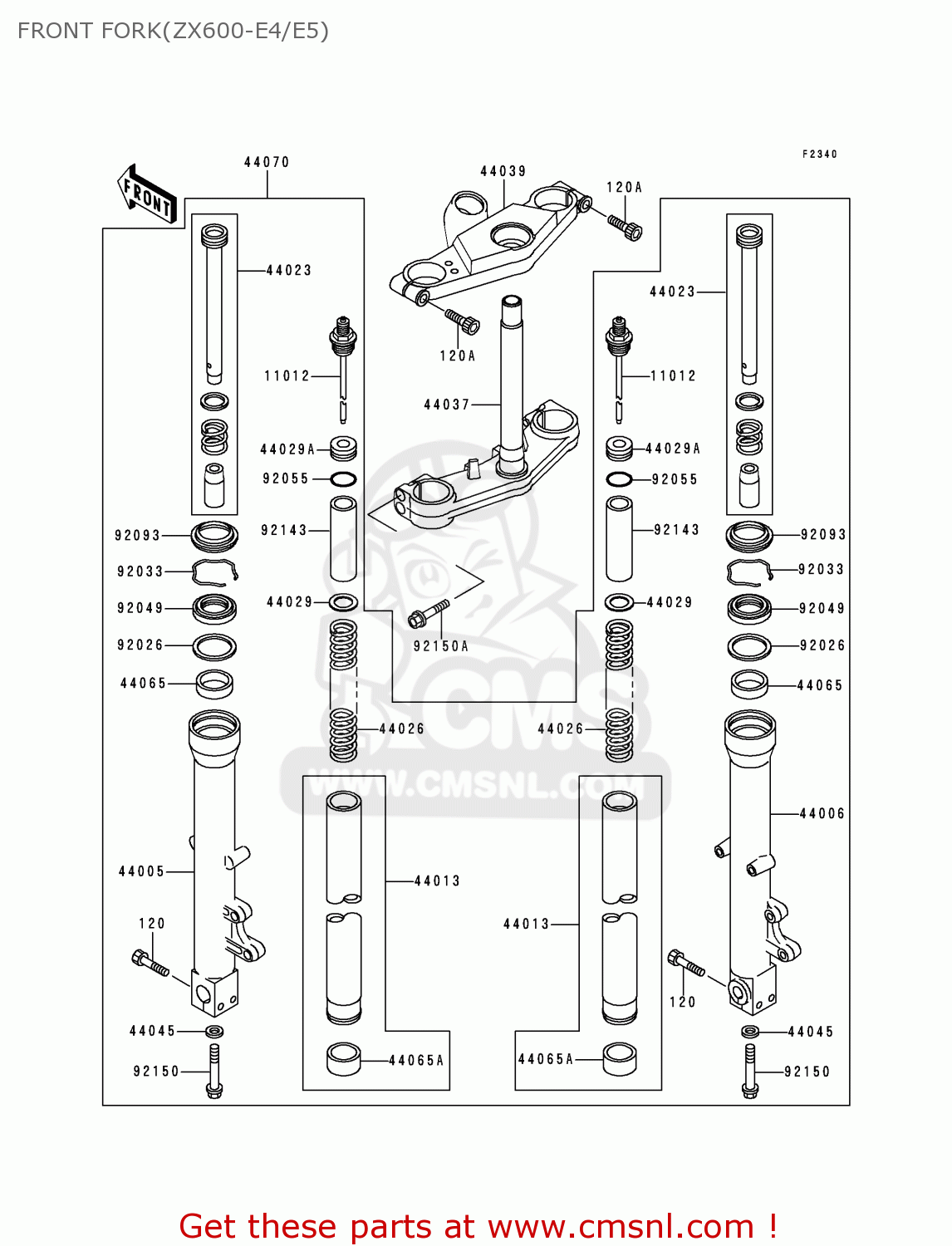 FRONT FORK(ZX600-E4/E5) ZX600E4 ZZR600 1996 EUROPE UK FR NL FG SP