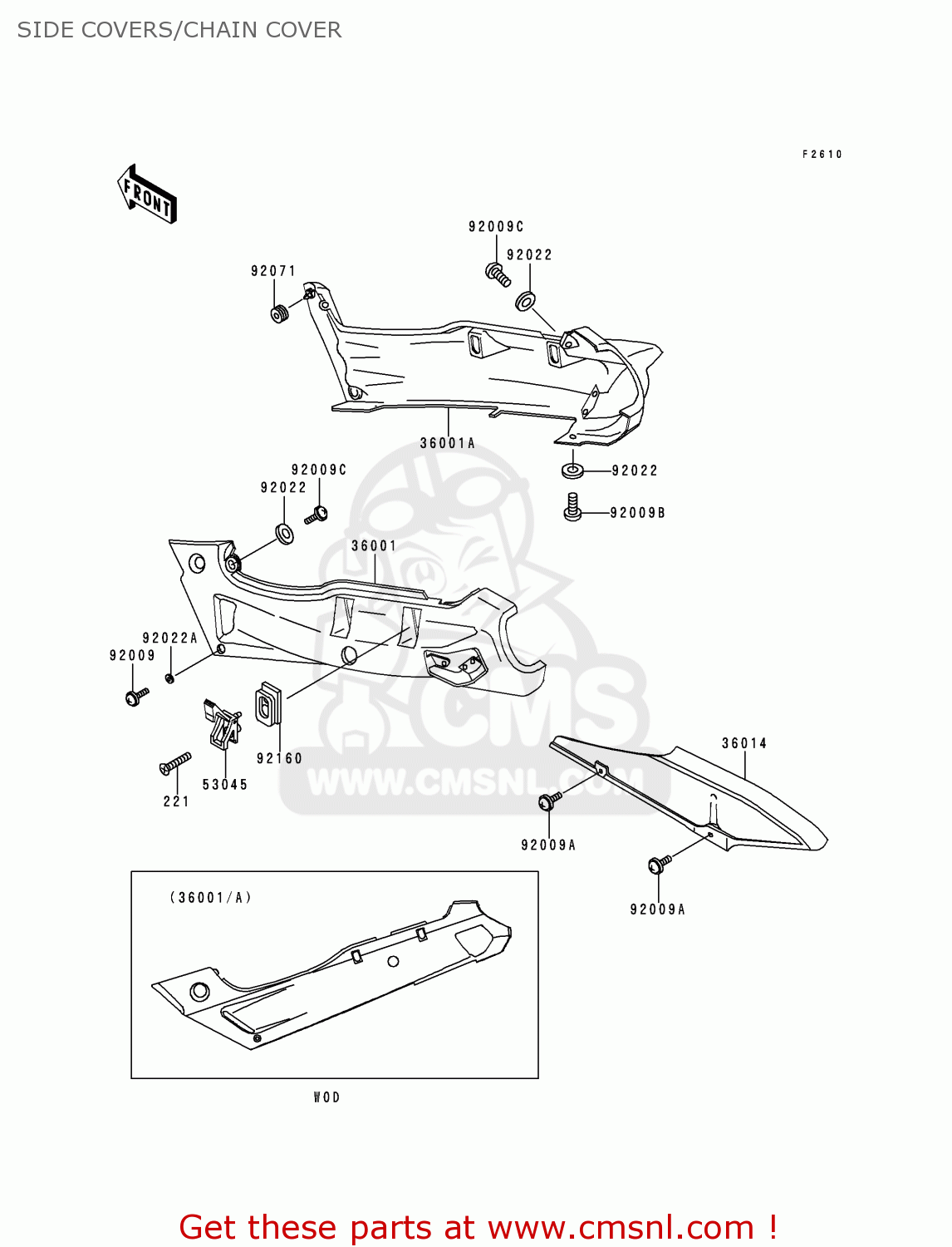 SIDE COVERS/CHAIN COVER ZX600E4 ZZR600 1996 EUROPE UK FR NL FG SP