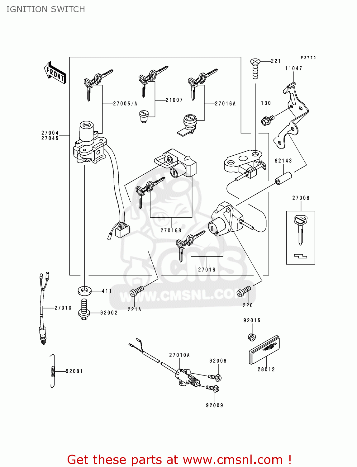 IGNITION SWITCH ZX600E4 ZZR600 1996 EUROPE UK FR NL FG SP