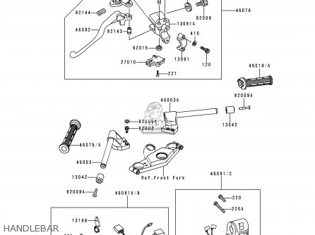 HANDLEBAR - ZX600E4 ZZR600 1996 EUROPE UK FR NL FG SP