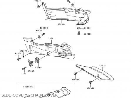 SIDE COVERS/CHAIN COVER - ZX600E4 ZZR600 1996 EUROPE UK FR NL FG SP