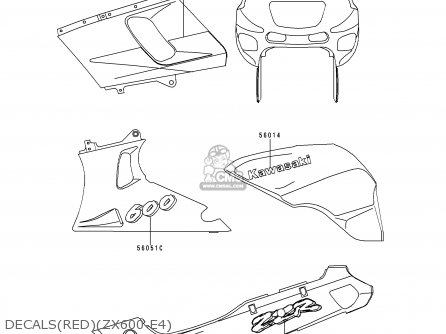 DECALS(RED)(ZX600-E4) - ZX600E4 ZZR600 1996 EUROPE UK FR NL FG SP