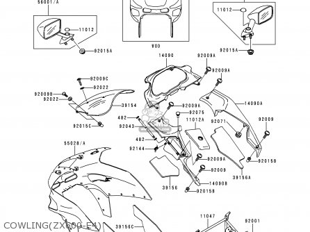 COWLING(ZX600-E4) - ZX600E4 ZZR600 1996 EUROPE UK FR NL FG SP