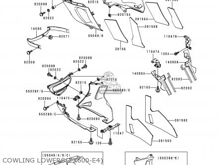COWLING LOWERS(ZX600-E4) - ZX600E4 ZZR600 1996 EUROPE UK FR NL FG SP