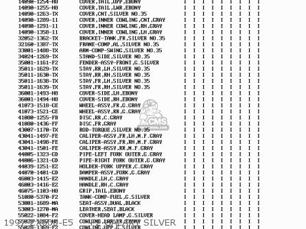 1997 ZX600-E5     F2 GALAXY SILVER - ZX600E4 ZZR600 1996 EUROPE UK FR NL FG SP