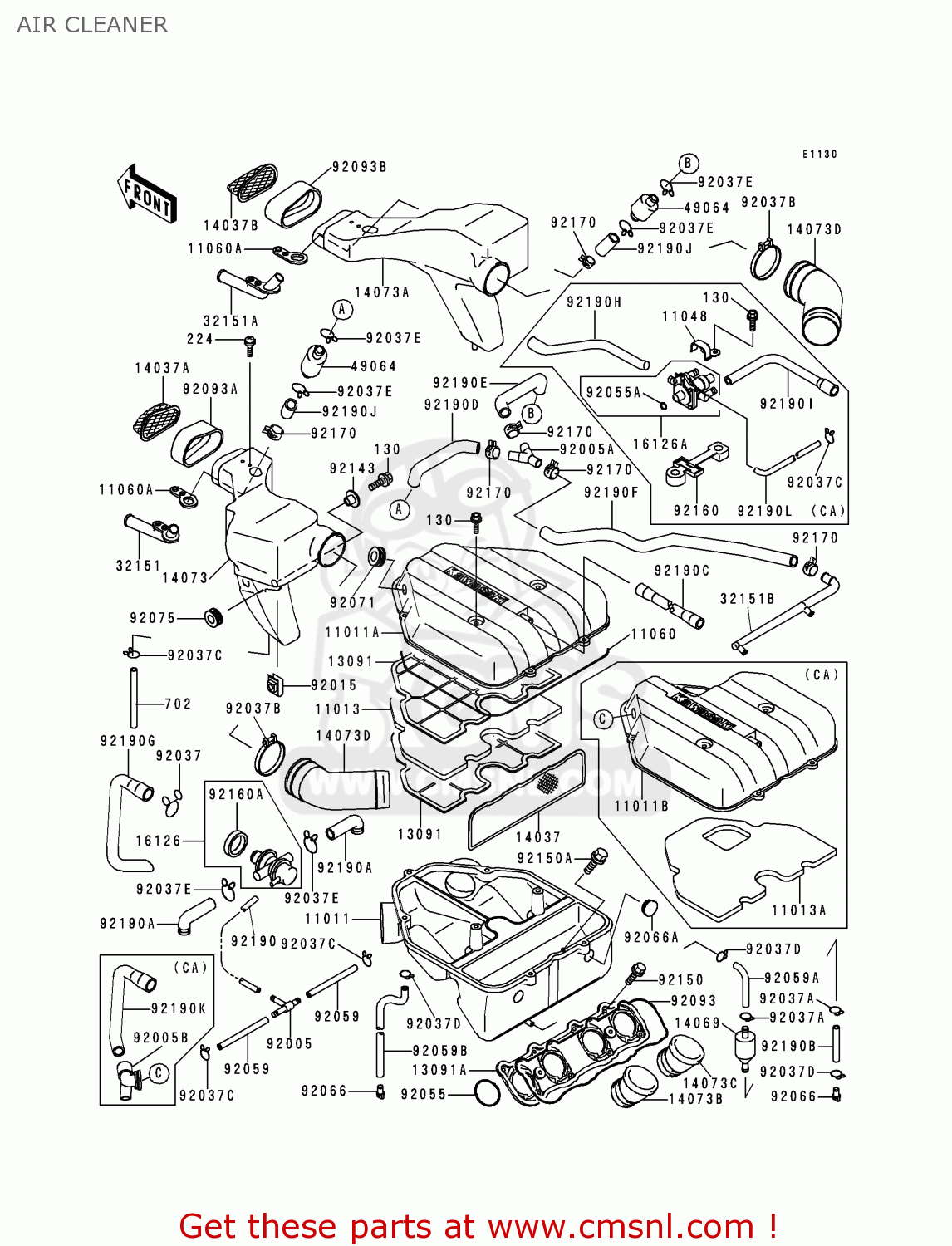 AIR CLEANER ZX600E5 NINJA ZX6 1997 USA CALIFORNIA CANADA