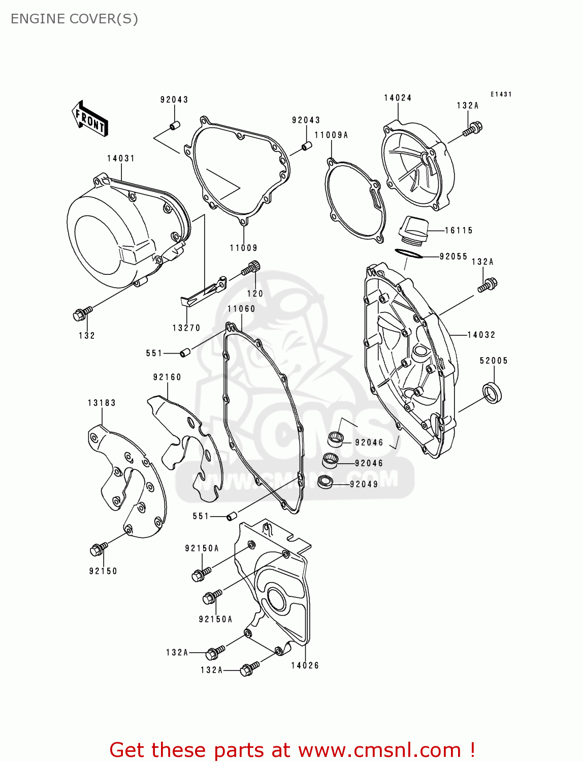 ENGINE COVER(S) ZX600E5 NINJA ZX6 1997 USA CALIFORNIA CANADA