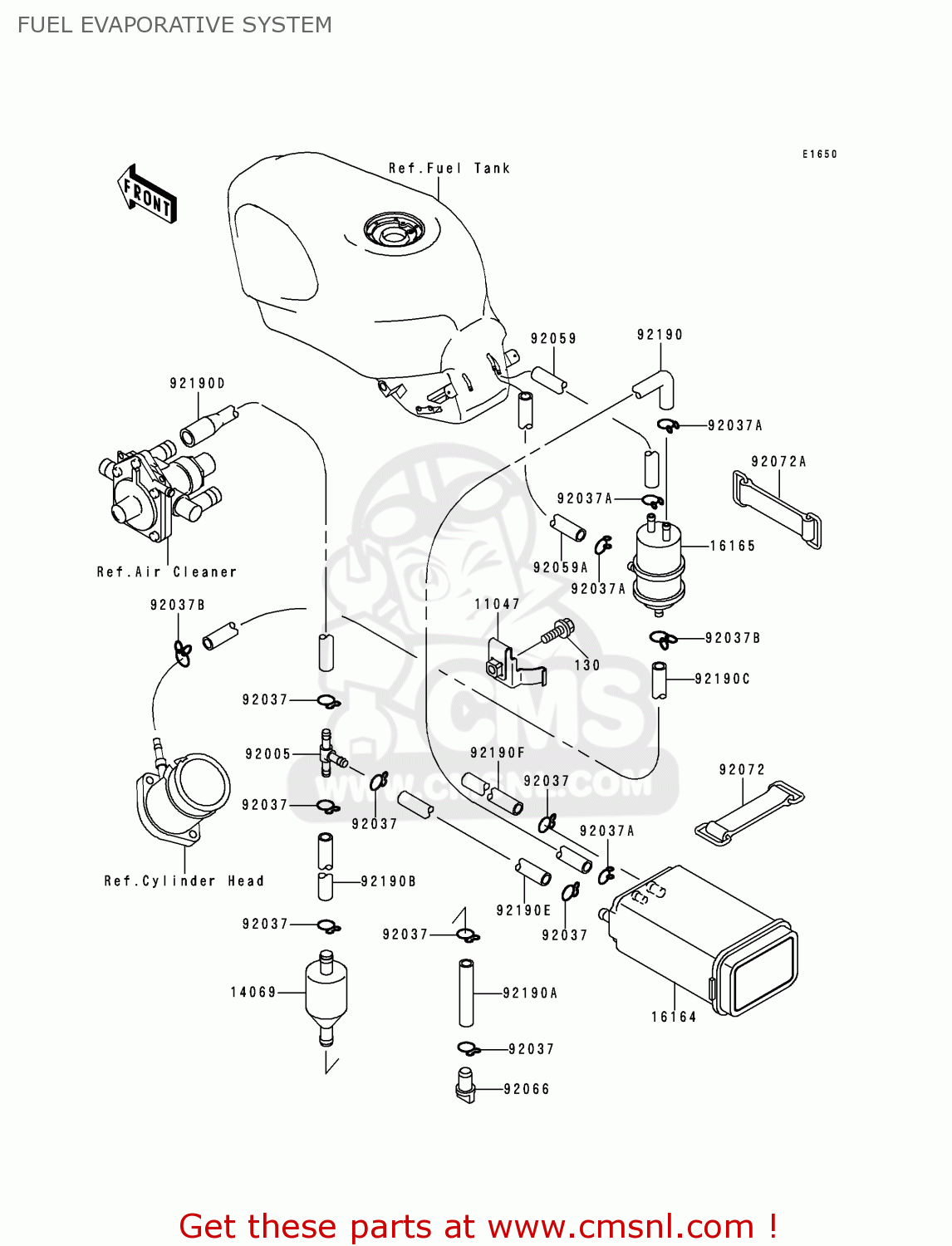 FUEL EVAPORATIVE SYSTEM ZX600E5 NINJA ZX6 1997 USA CALIFORNIA CANADA