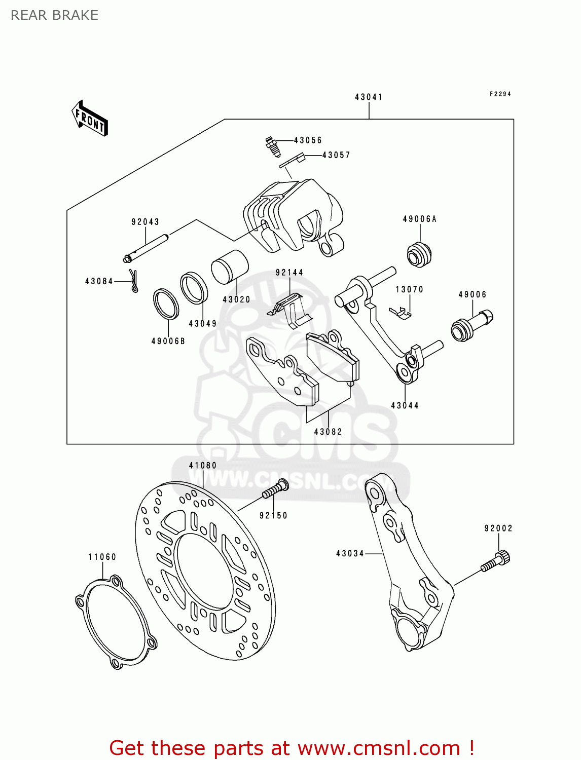 REAR BRAKE ZX600E5 NINJA ZX6 1997 USA CALIFORNIA CANADA