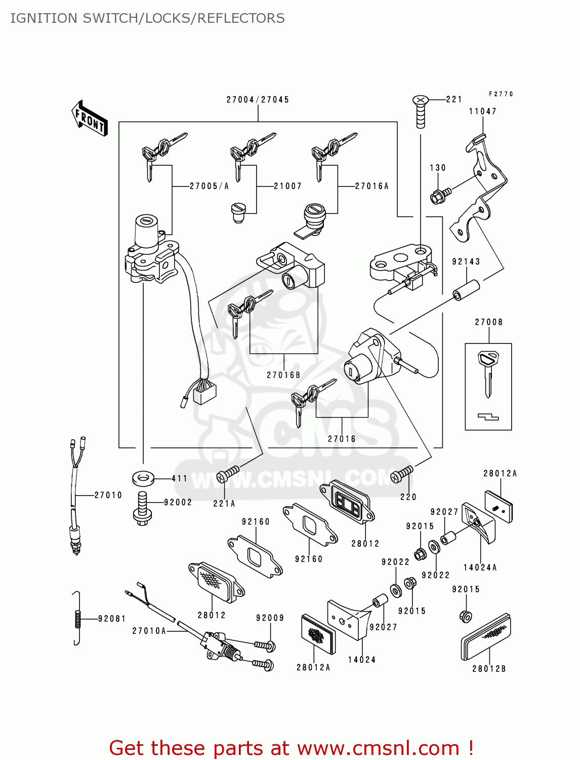 IGNITION SWITCH/LOCKS/REFLECTORS ZX600E5 NINJA ZX6 1997 USA CALIFORNIA CANADA