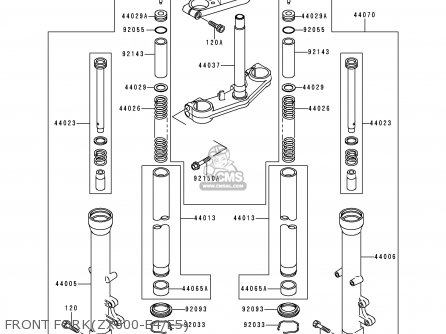 FRONT FORK(ZX600-E4/E5) - ZX600E5 NINJA ZX6 1997 USA CALIFORNIA CANADA