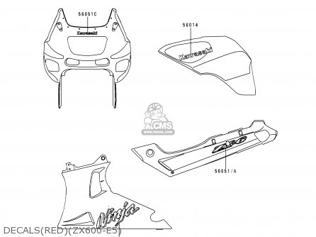 DECALS(RED)(ZX600-E5) - ZX600E5 NINJA ZX6 1997 USA CALIFORNIA CANADA