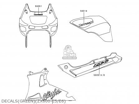 DECALS(GREEN)(ZX600-E5/E6) - ZX600E5 NINJA ZX6 1997 USA CALIFORNIA CANADA