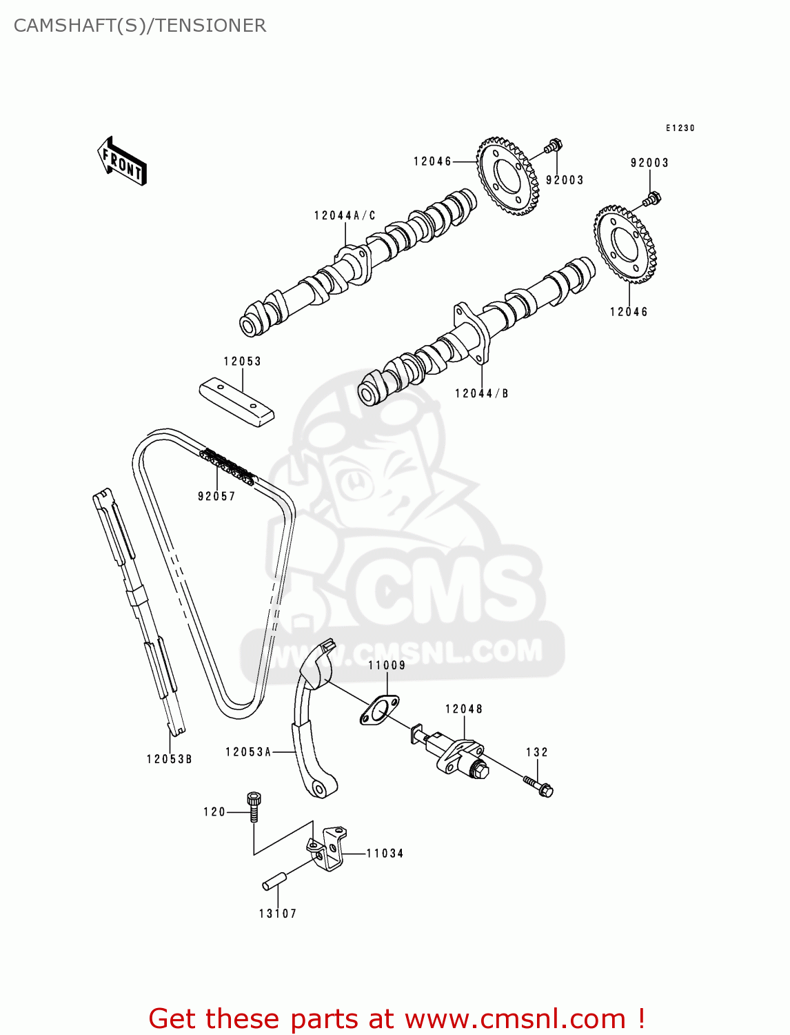 CAMSHAFT(S)/TENSIONER ZX600E5 ZZR600 1997 EUROPE UK FR NL FG GR IT NR ST