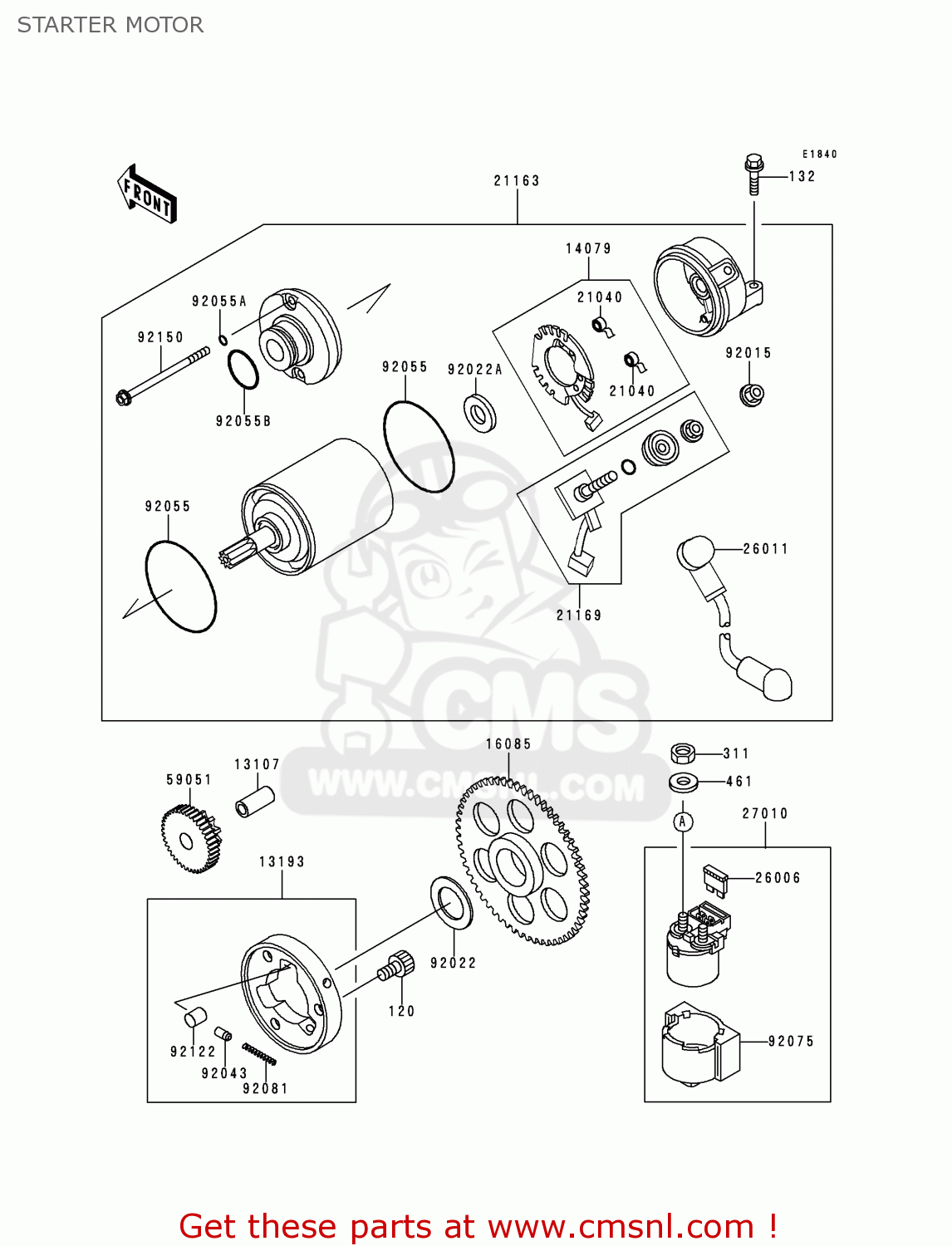 STARTER MOTOR ZX600E5 ZZR600 1997 EUROPE UK FR NL FG GR IT NR ST