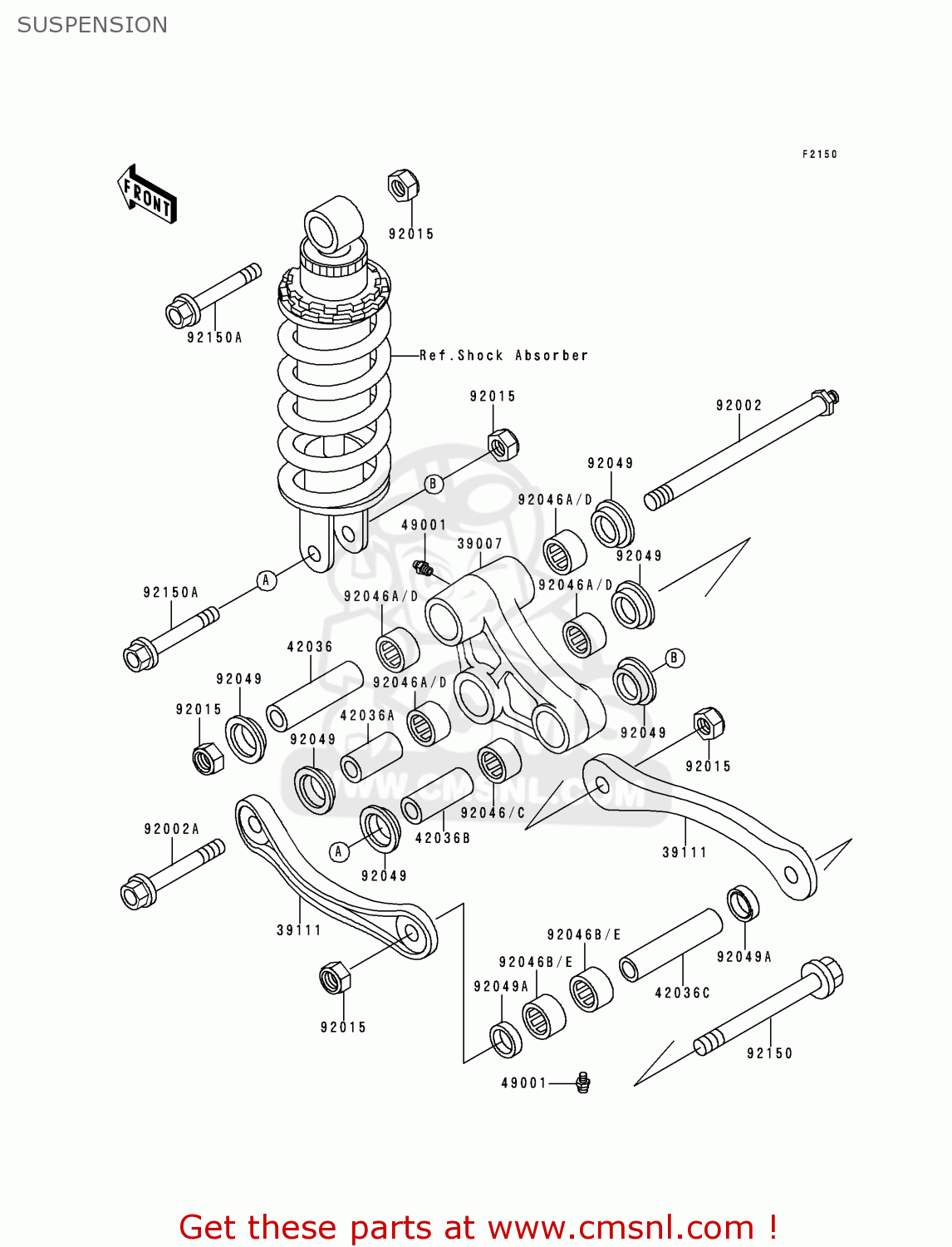 SUSPENSION ZX600E5 ZZR600 1997 EUROPE UK FR NL FG GR IT NR ST