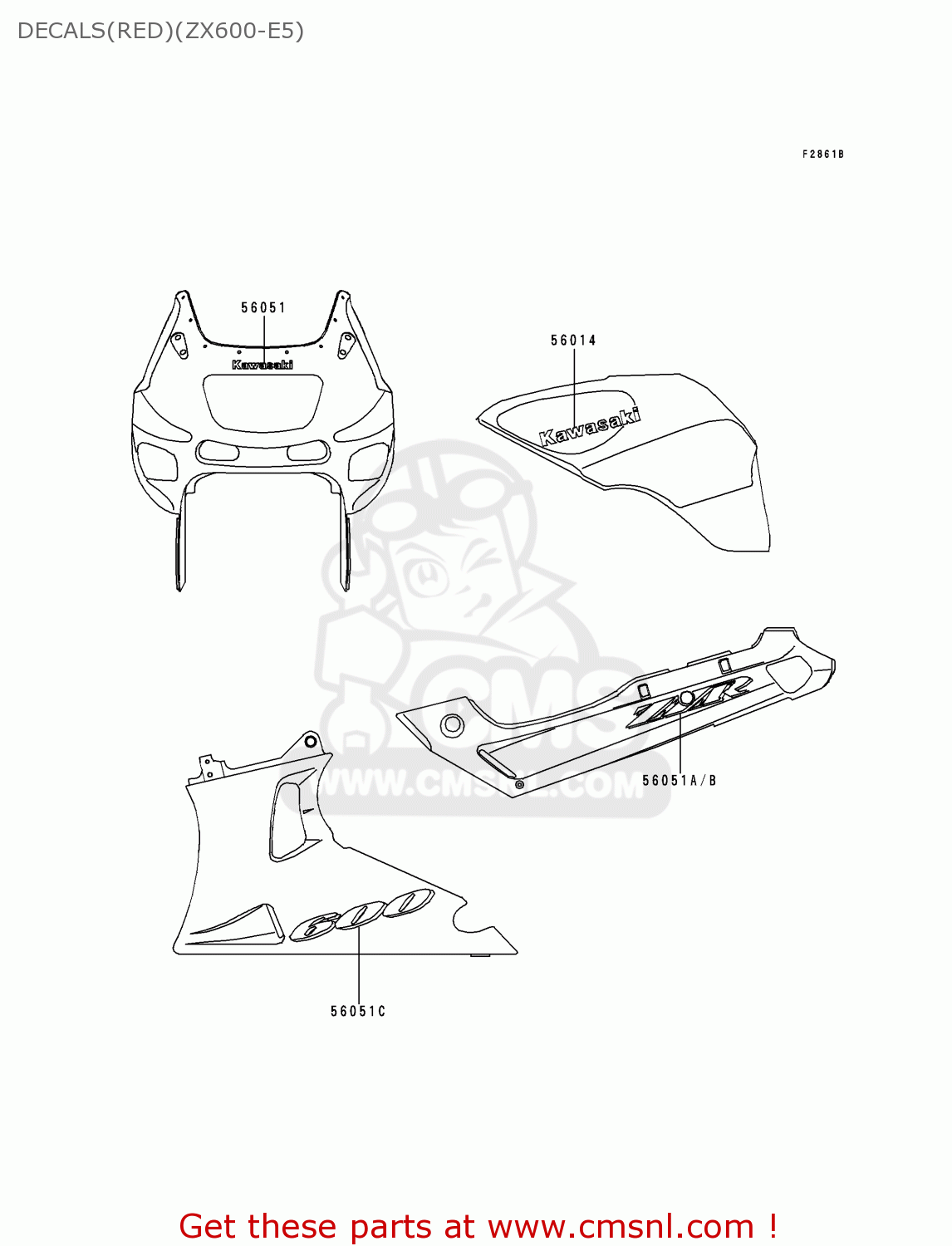 DECALS(RED)(ZX600-E5) ZX600E5 ZZR600 1997 EUROPE UK FR NL FG GR IT NR ST