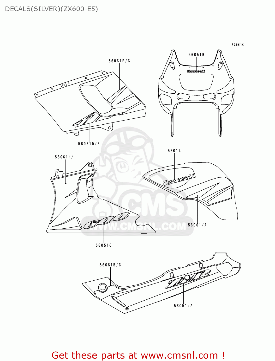 DECALS(SILVER)(ZX600-E5) ZX600E5 ZZR600 1997 EUROPE UK FR NL FG GR IT NR ST