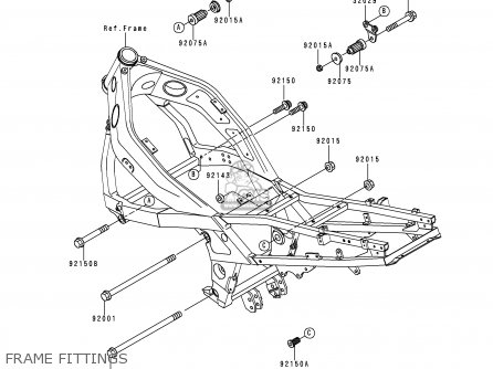 FRAME FITTINGS - ZX600E5 ZZR600 1997 EUROPE UK FR NL FG GR IT NR ST