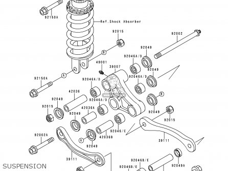 SUSPENSION - ZX600E5 ZZR600 1997 EUROPE UK FR NL FG GR IT NR ST
