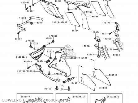 COWLING LOWERS(ZX600-E5) - ZX600E5 ZZR600 1997 EUROPE UK FR NL FG GR IT NR ST