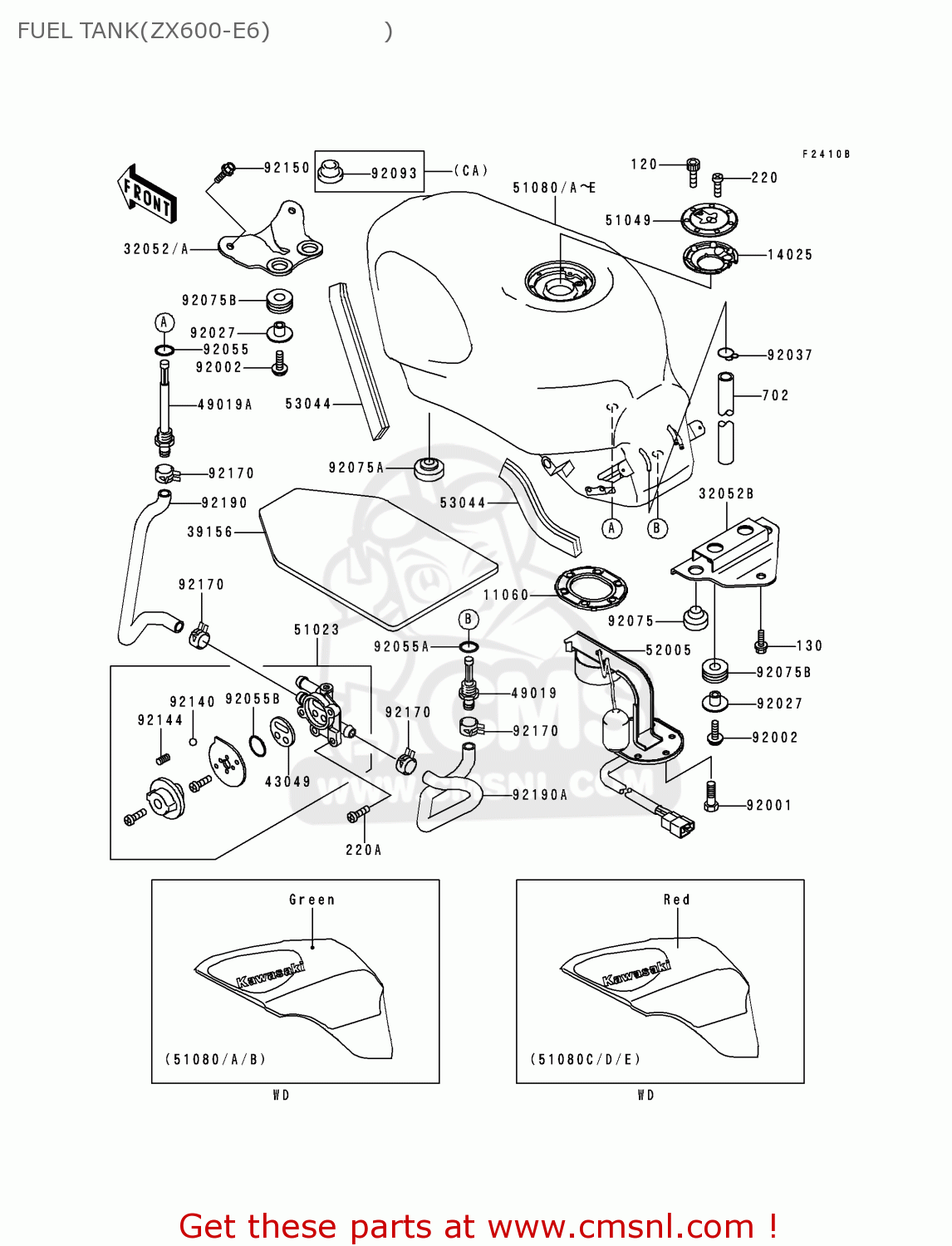 FUEL TANK(ZX600-E6)               ) ZX600E6 NINJA ZX6 1998 USA CALIFORNIA CANADA