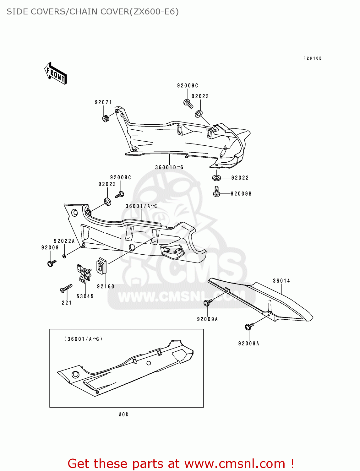 SIDE COVERS/CHAIN COVER(ZX600-E6) ZX600E6 NINJA ZX6 1998 USA CALIFORNIA CANADA
