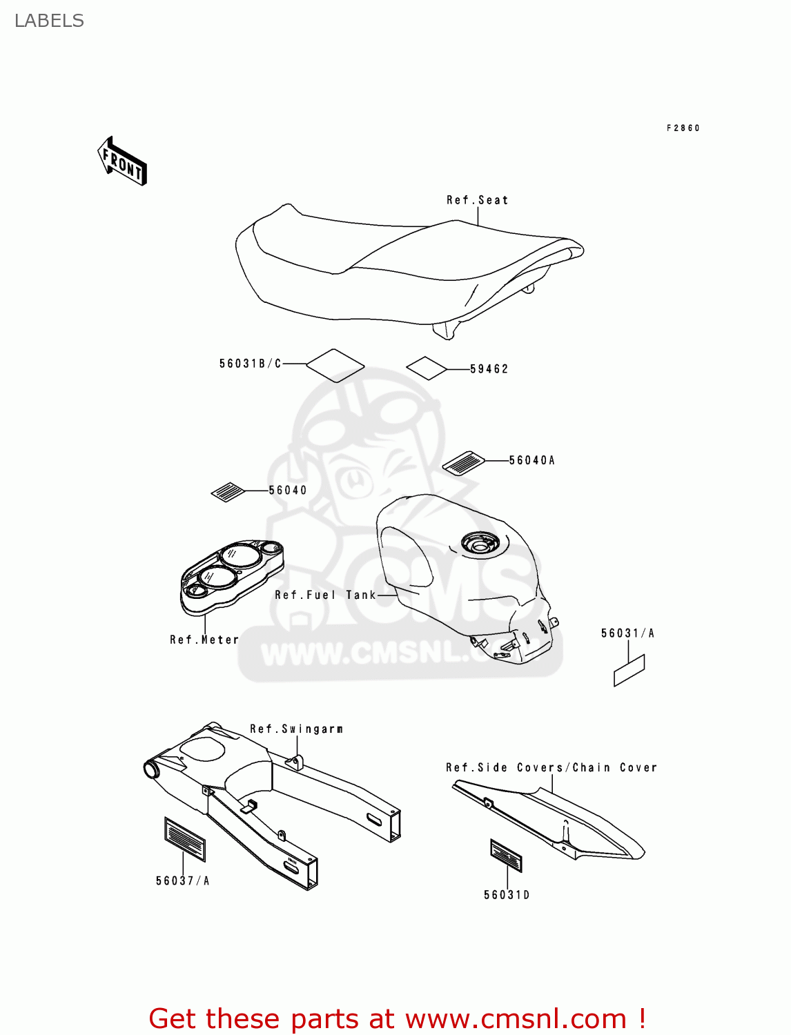 LABELS ZX600E6 NINJA ZX6 1998 USA CALIFORNIA CANADA