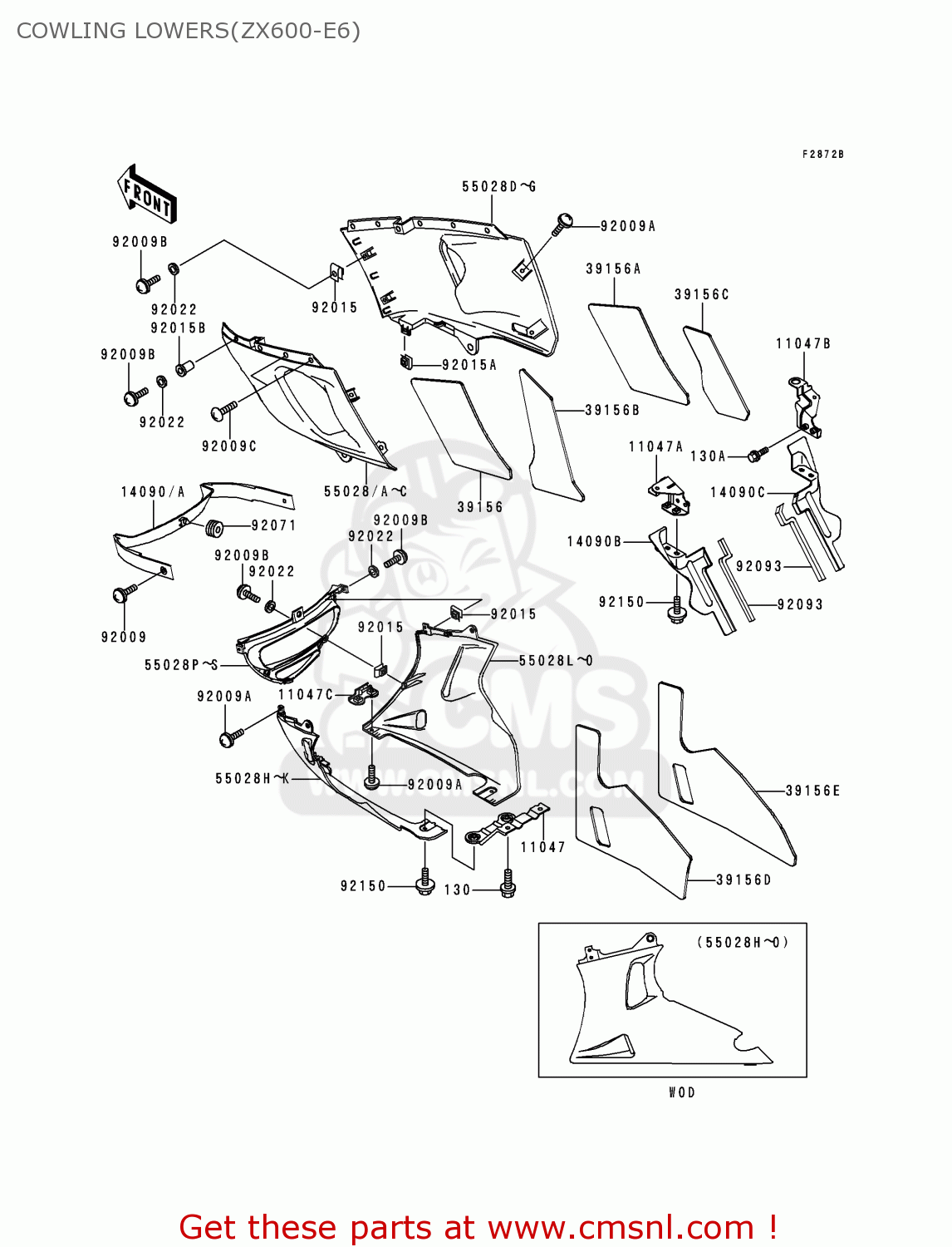 COWLING LOWERS(ZX600-E6) ZX600E6 NINJA ZX6 1998 USA CALIFORNIA CANADA