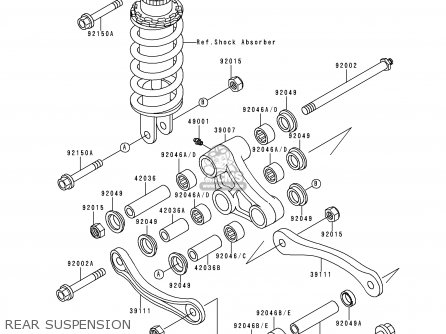 REAR SUSPENSION - ZX600E6 NINJA ZX6 1998 USA CALIFORNIA CANADA