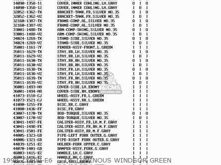 1996 ZX600-E4     7F LIME GREEN - ZX600E6 NINJA ZX6 1998 USA CALIFORNIA CANADA