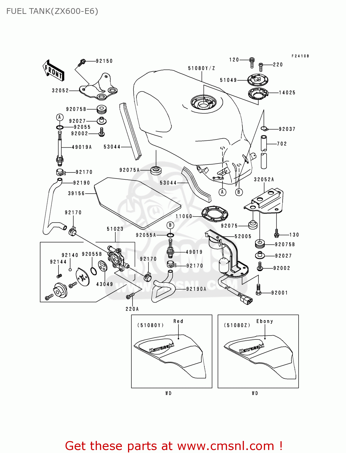 FUEL TANK(ZX600-E6) ZX600E6 ZZR600 1998 EUROPE UK FR NL FG GR IT NR ST