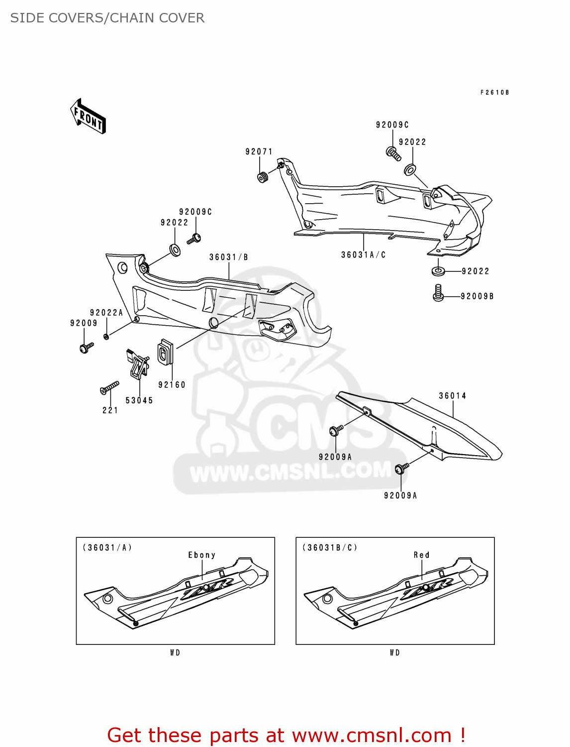 SIDE COVERS/CHAIN COVER ZX600E6 ZZR600 1998 EUROPE UK FR NL FG GR IT NR ST
