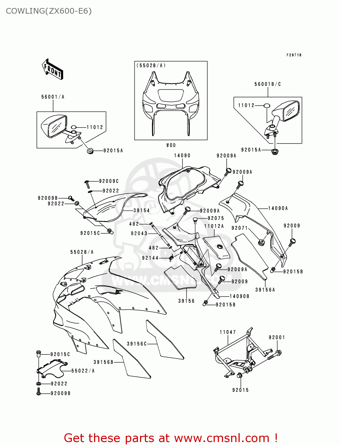 COWLING(ZX600-E6) ZX600E6 ZZR600 1998 EUROPE UK FR NL FG GR IT NR ST