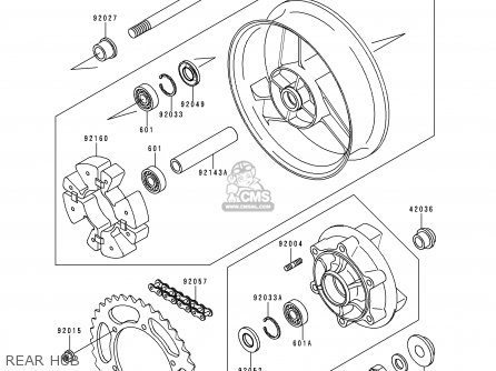 REAR HUB - ZX600E6 ZZR600 1998 EUROPE UK FR NL FG GR IT NR ST