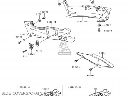 SIDE COVERS/CHAIN COVER - ZX600E6 ZZR600 1998 EUROPE UK FR NL FG GR IT NR ST