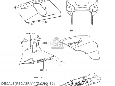 DECALS(RED/GRAY)(ZX600-E6) - ZX600E6 ZZR600 1998 EUROPE UK FR NL FG GR IT NR ST