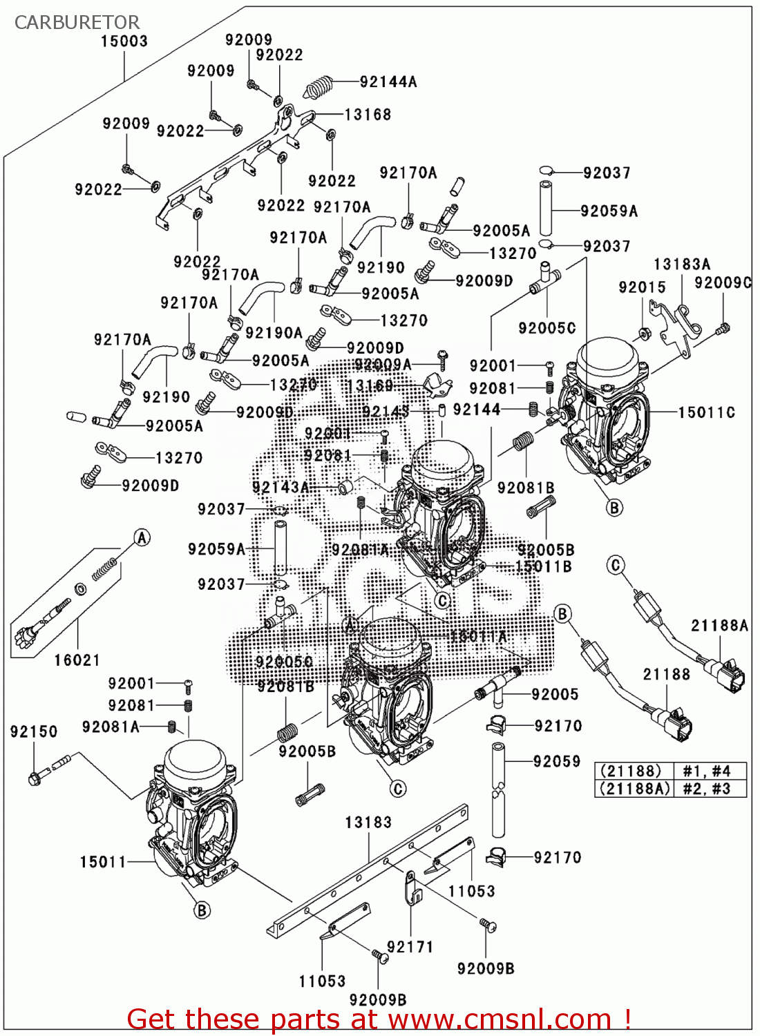 Kawasaki ZX600E6F ZZR600 2006 EUROPE,MIDDLE EAST,AFRICA,UK CARBURETOR
