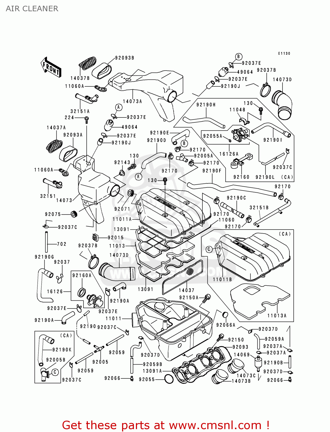 AIR CLEANER ZX600E7 NINJA ZX6R 1999 USA CALIFORNIA CANADA
