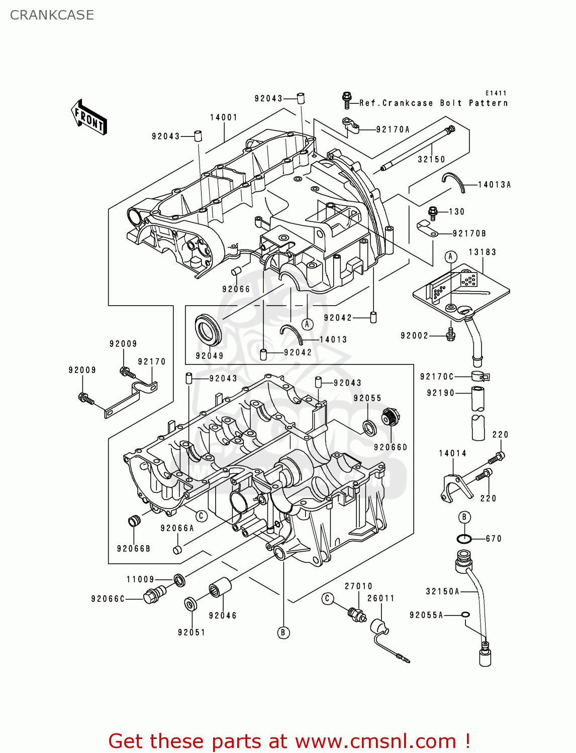 CRANKCASE ZX600E7 NINJA ZX6R 1999 USA CALIFORNIA CANADA