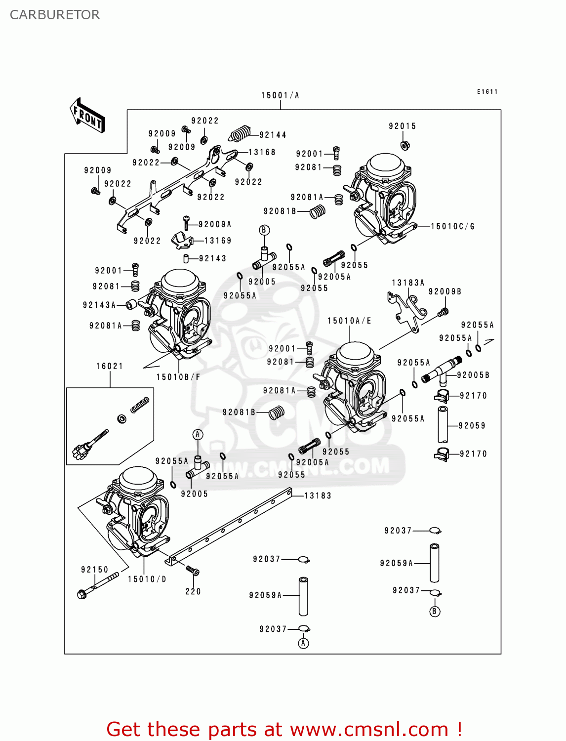CARBURETOR ZX600E7 NINJA ZX6R 1999 USA CALIFORNIA CANADA
