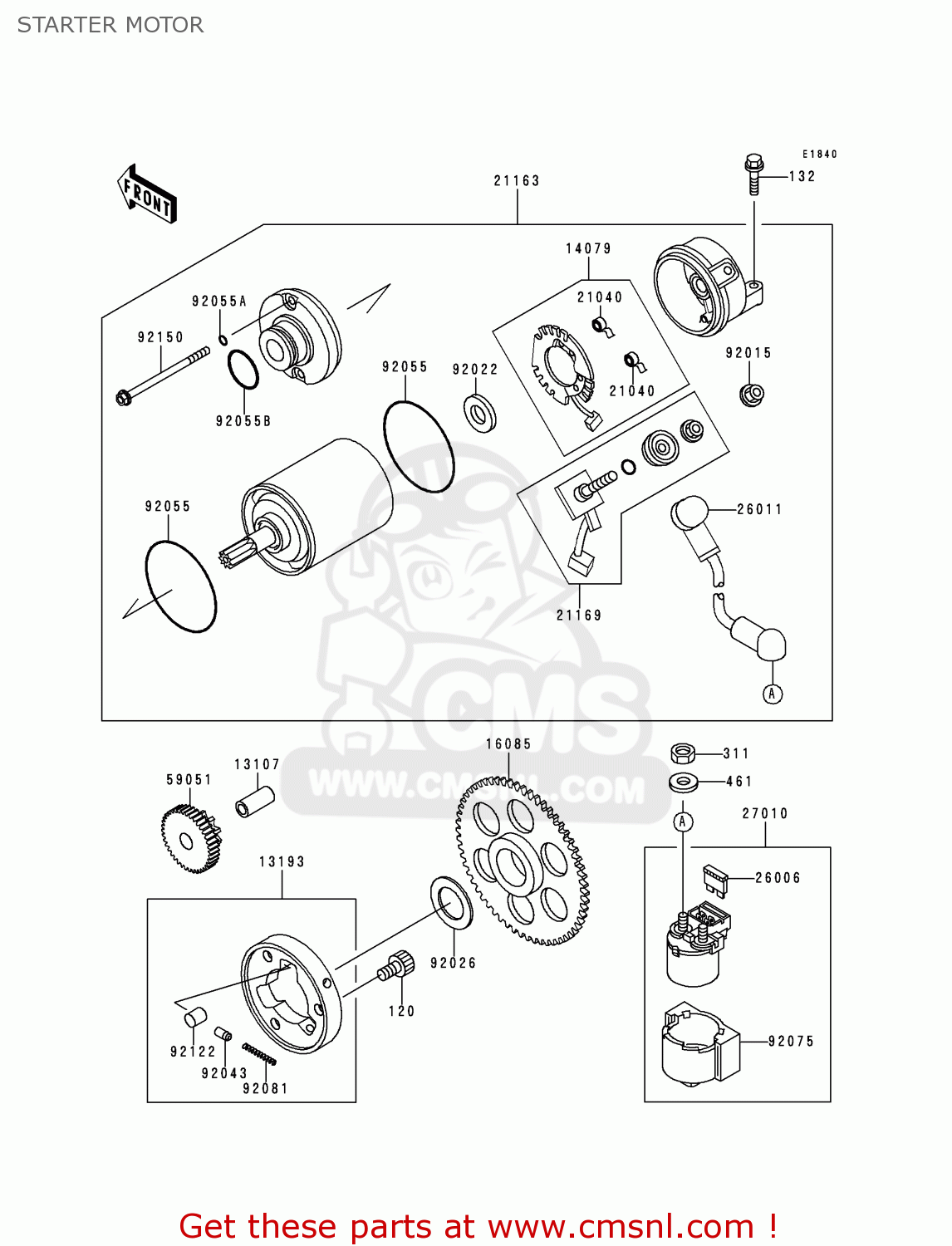 STARTER MOTOR ZX600E7 NINJA ZX6R 1999 USA CALIFORNIA CANADA