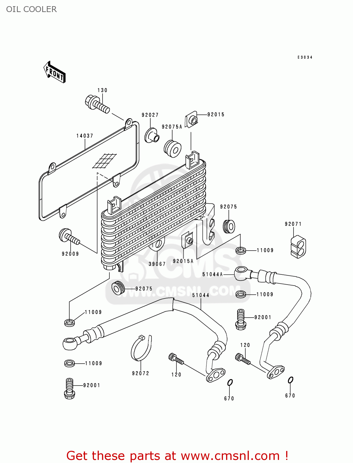 OIL COOLER ZX600E7 NINJA ZX6R 1999 USA CALIFORNIA CANADA