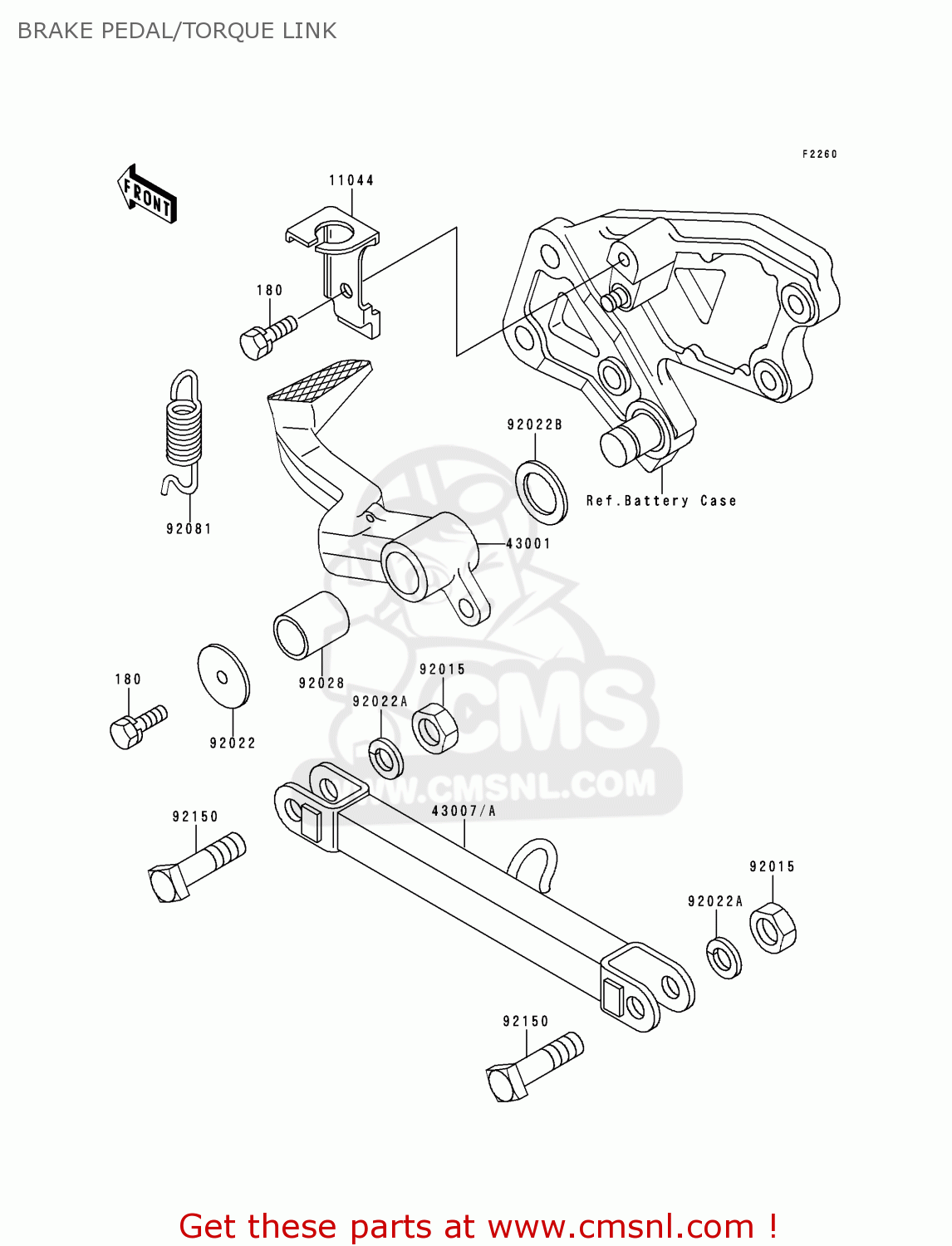 BRAKE PEDAL/TORQUE LINK ZX600E7 NINJA ZX6R 1999 USA CALIFORNIA CANADA
