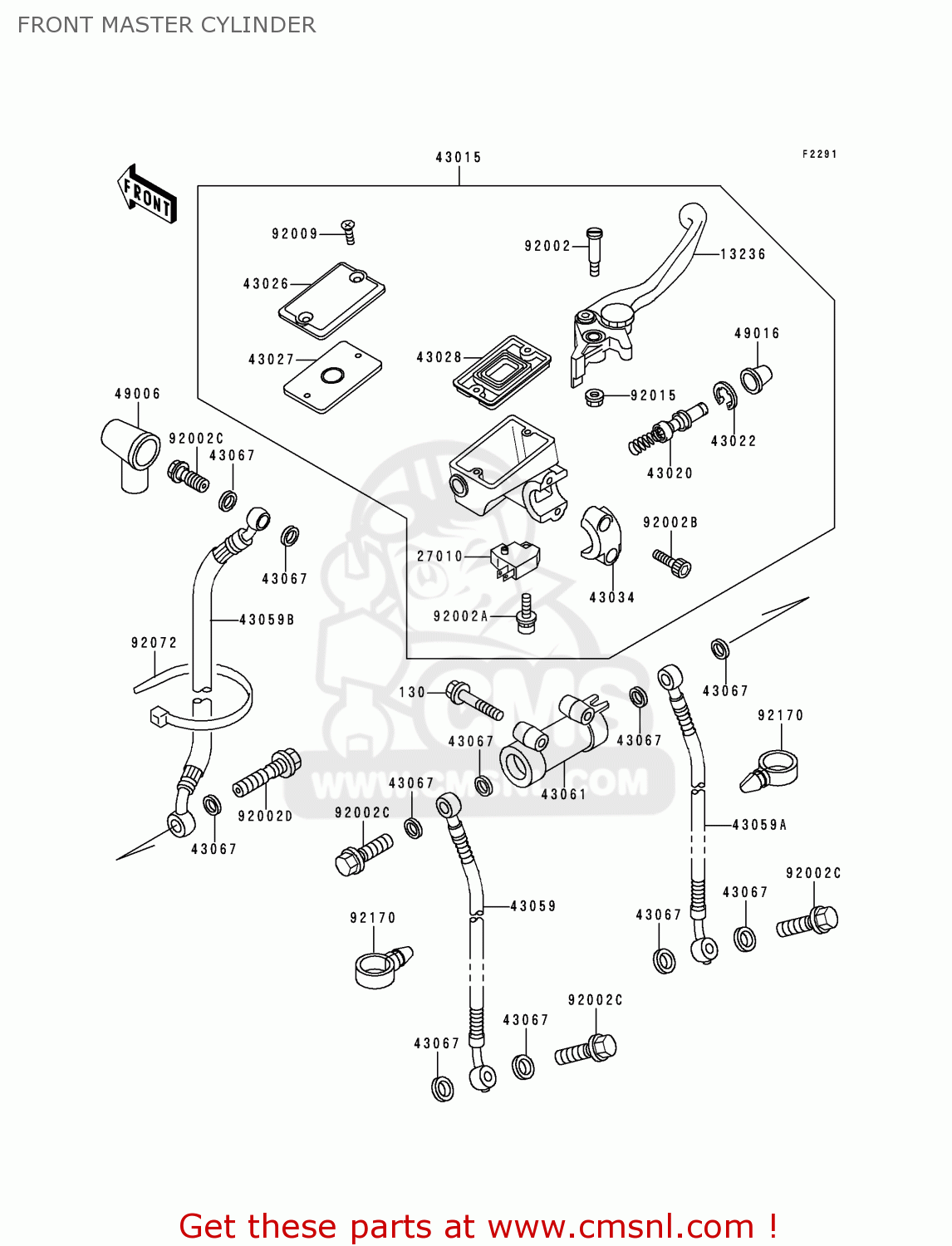FRONT MASTER CYLINDER ZX600E7 NINJA ZX6R 1999 USA CALIFORNIA CANADA
