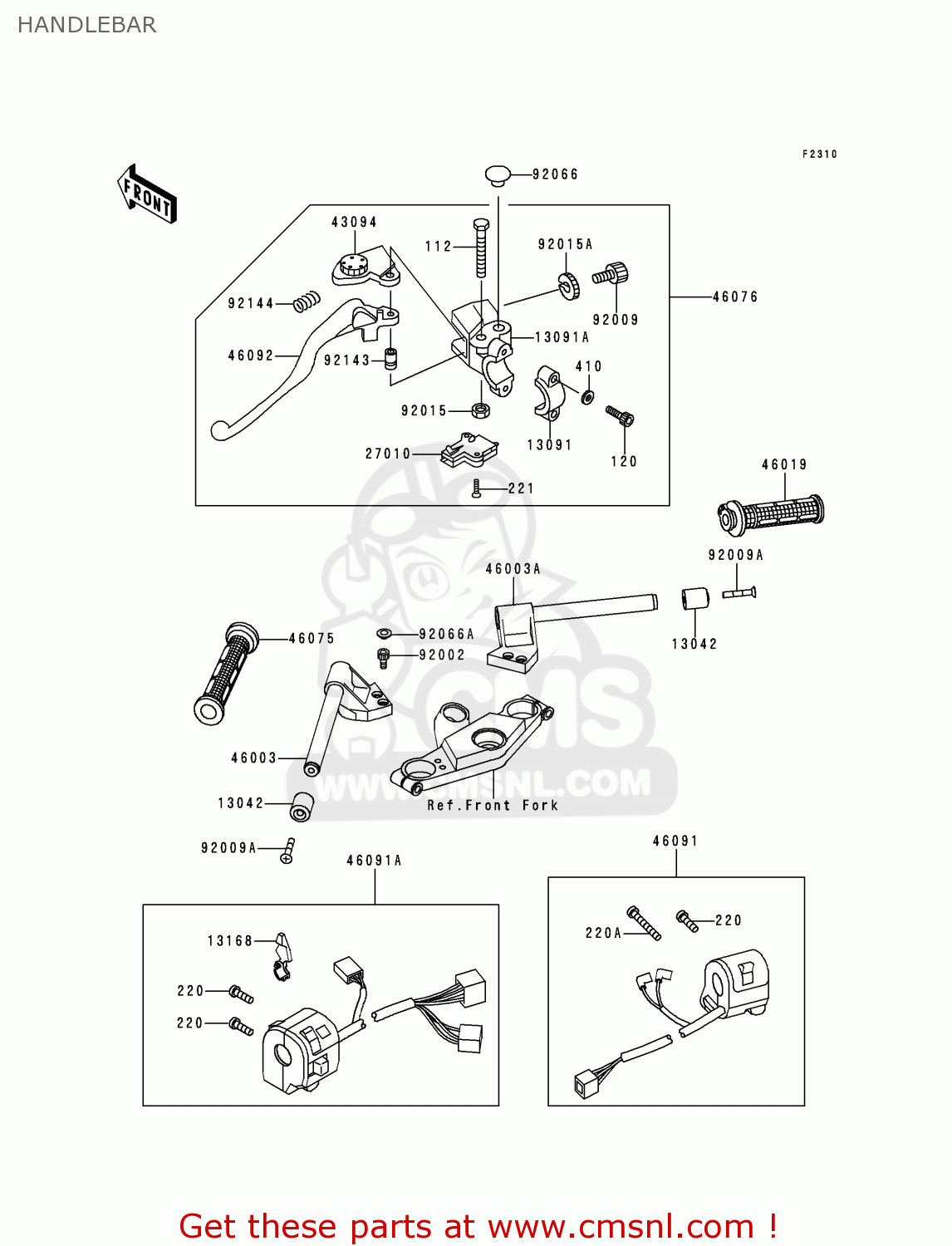 HANDLEBAR ZX600E7 NINJA ZX6R 1999 USA CALIFORNIA CANADA