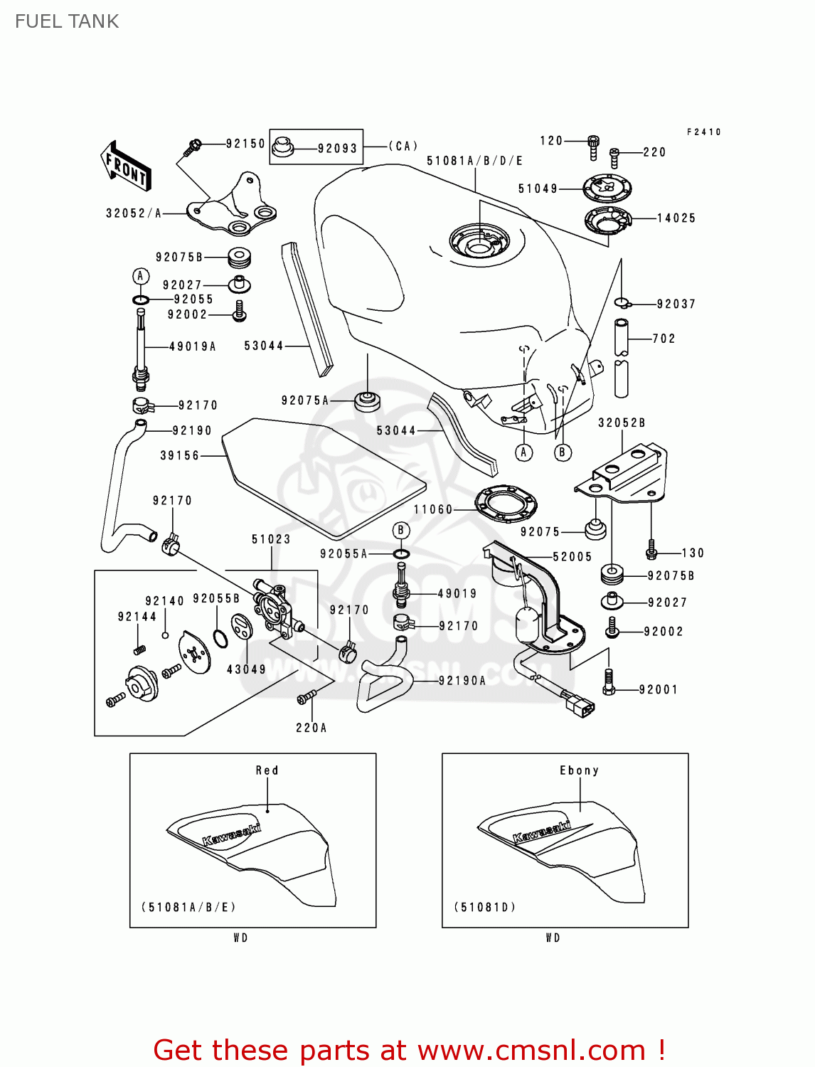 FUEL TANK ZX600E7 NINJA ZX6R 1999 USA CALIFORNIA CANADA